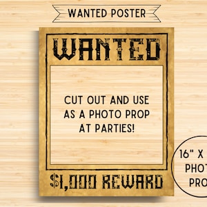 Póster buscado, Western, Cowboy, Rodeo Birthday Party Theme, Photo Booth, Prop, Decoración, Descargable, Imprimible, 16x20
