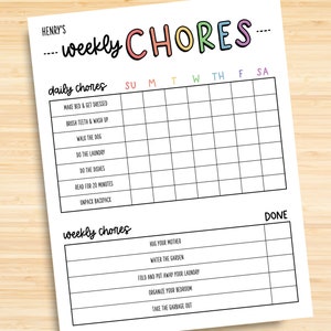 Chore Chart, Printable Editable Daily & Weekly Kids Chore Responsibility Chart, Instant Download, Kids Routine Chart, Digital Download image 2