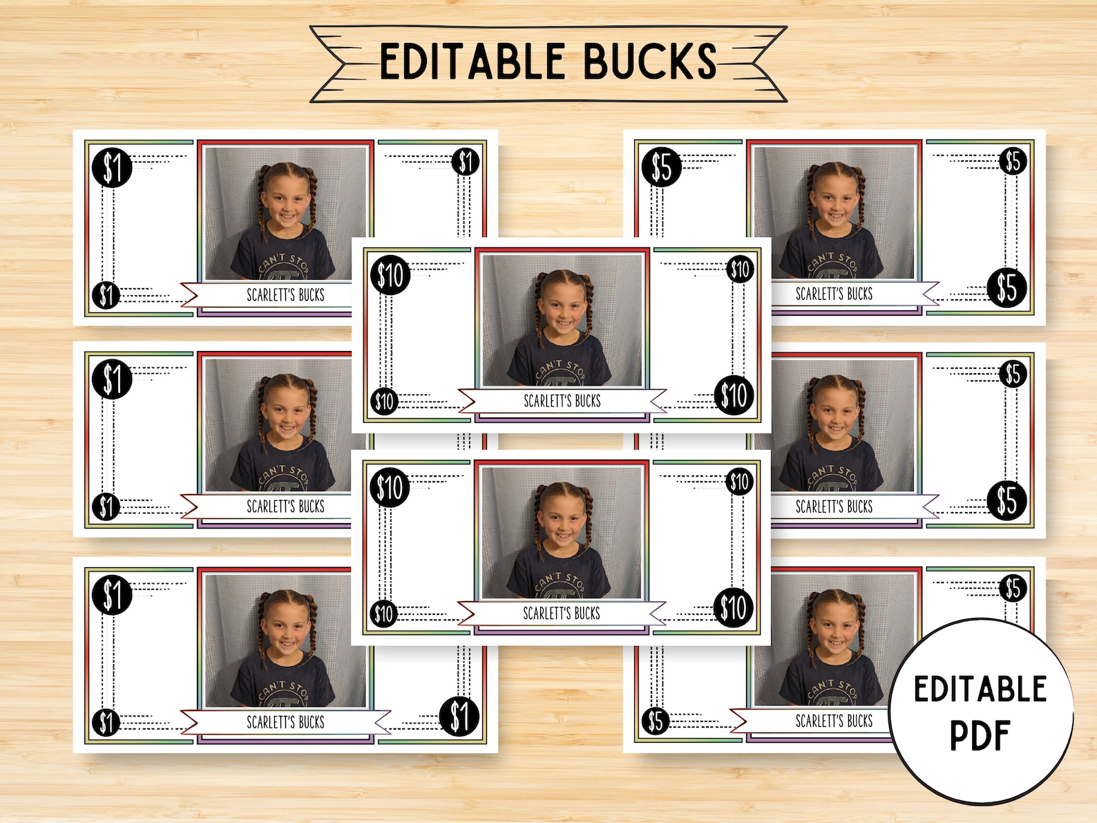 Editable Photo Mom Chore Bucks Printable, Behavior Bucks, Chore Bucks ...