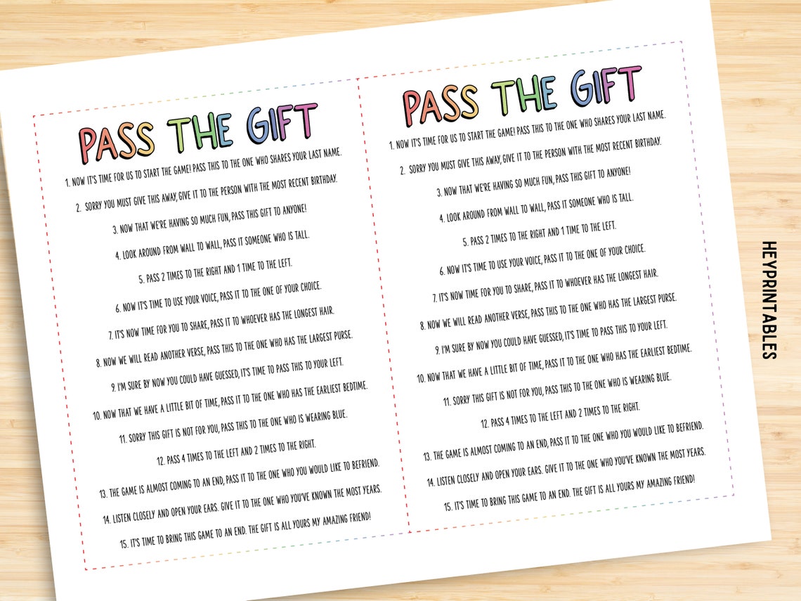 Pass the gift game birthday game family game kids games etsy