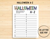 Halloween A - Z Game, Halloween A-Z Game, Halloween Printable Games, Activities for Kids, Halloween Games, Kids Halloween Party Games