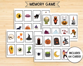 Halloween Memory-Spiel, druckbares Halloween-Matching-Spiel, Herbstspiel für Kinder, druckbares Spiel für Kinder, Aktivität für Kinder, Vorschulspiel