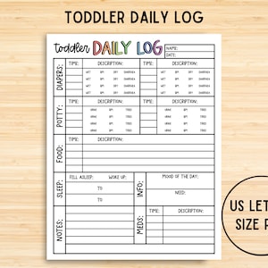 Toddler Daily Report, Daily Log For Daycare, Preschool, Nanny, Babysitter, Childcare Centre, Home Daycare, Daycare Reports, Infant Report
