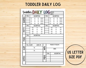 Toddler Daily Report, Daily Log For Daycare, Preschool, Nanny, Babysitter, Childcare Centre, Home Daycare, Daycare Reports, Infant Report