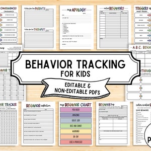 Kids Behavior Tracker Bundle, Actions Consequence Chart, Weekly, Daily, Contract, Social, Emotional, Autism, ADHD, ODD, ABA Therapy, pdf