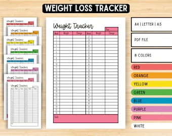Printable Weight Tracker, Weight Loss Tracker, Weight Loss Planner, Weight Loss Journal, Weight Loss Printable, A4 A5 Letter PDF