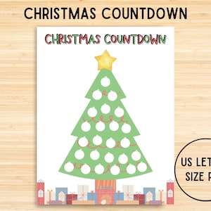 Christmas Countdown Chart, Countdown to Christmas, Coloring Page ...