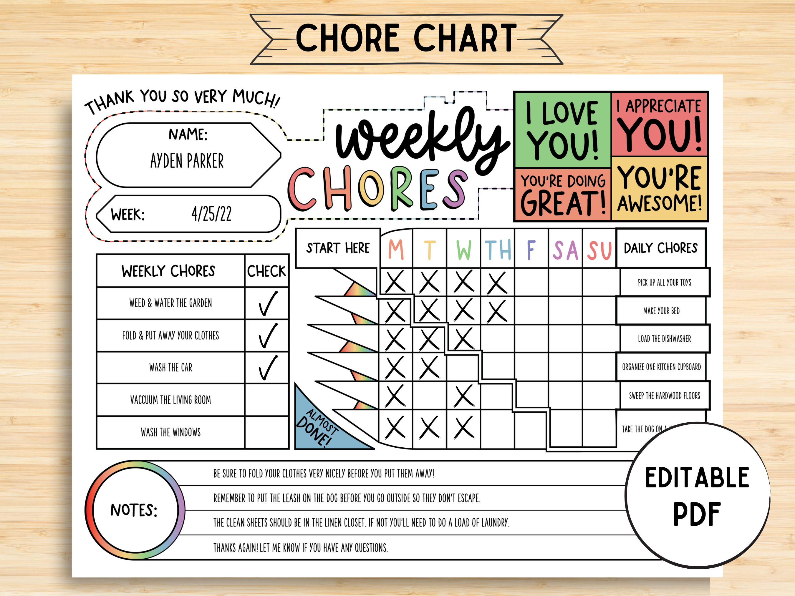 EDITABLE CHORE CHART FOR KIDS – Printable Crush, LLC