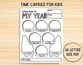 Printable Time Capsule For Kids, Kid’s New Year, 2023 Year In Review Activity, All About Me Journal Keepsake, New Year’s Activities, Games
