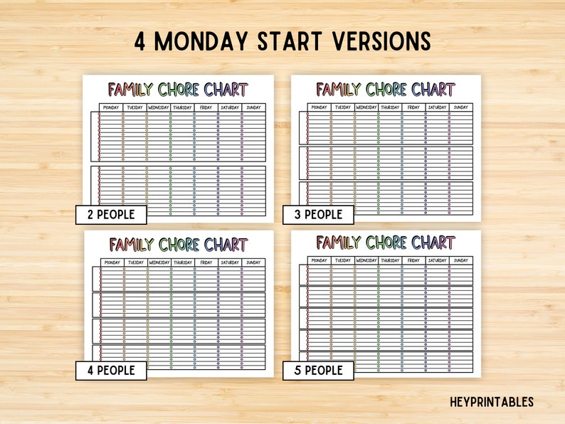 Editable Family Chore Chart Printable Weekly Chore List - Etsy