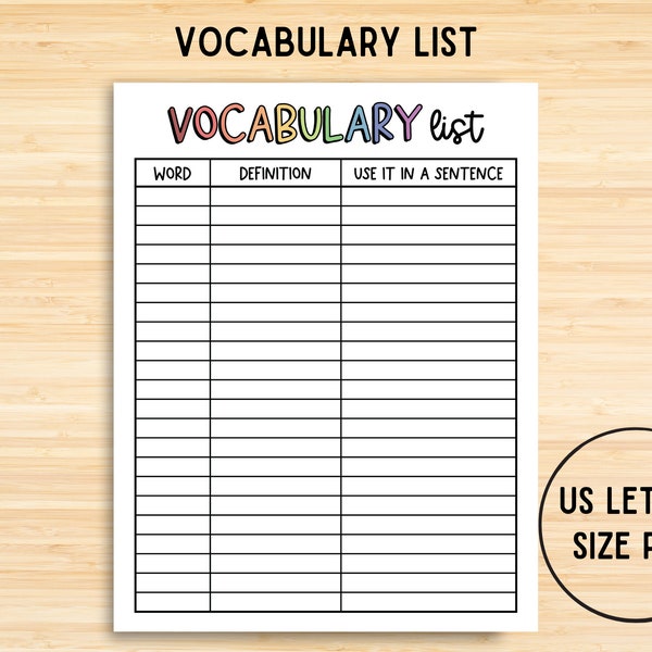 Vocabulary List, Learn Languages, Language Planner, Language Learning, Japanese, Korean, French Vocabulary, Vocabulary Tracker Printable