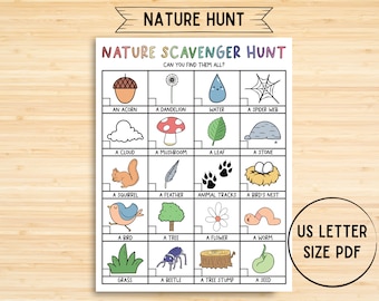 Chasse au trésor imprimable, chasse au trésor de la nature, chasse au trésor en plein air, chasse au trésor de la nature, chasse au trésor pour enfants, activités pour enfants, jeu