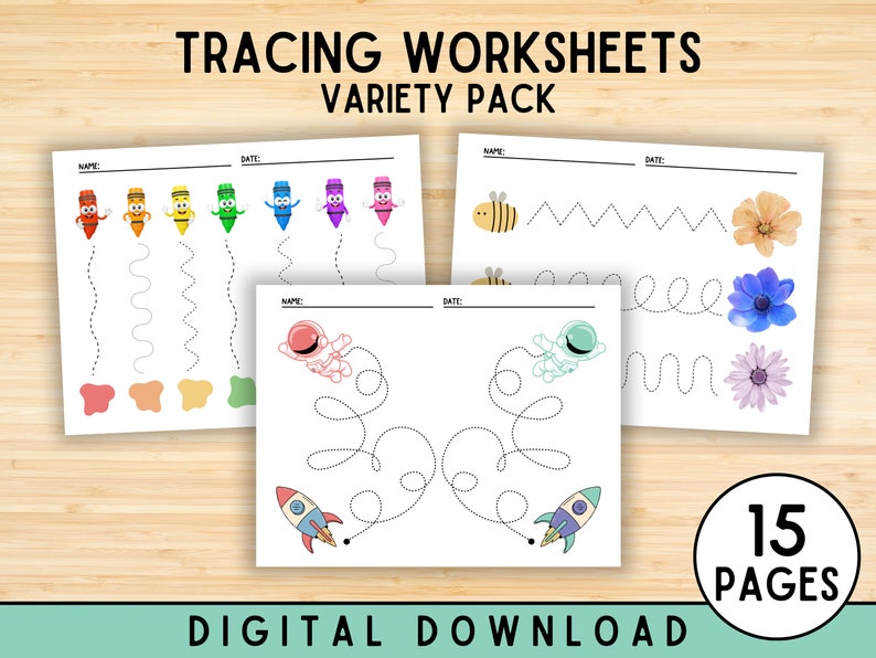 Tracing Practice, Pre-Writing Worksheets, Line Tracing, Toddler, Preschool, Handwriting Practice, Busy Book, Busy Binder, Homeschool, PDF