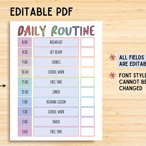 Daily Routine, Printable Daily Routine, Responsibility Chart, Chore ...