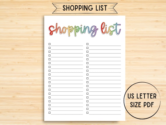 Digital Download Shopping List Printable Store List Shopping | Etsy