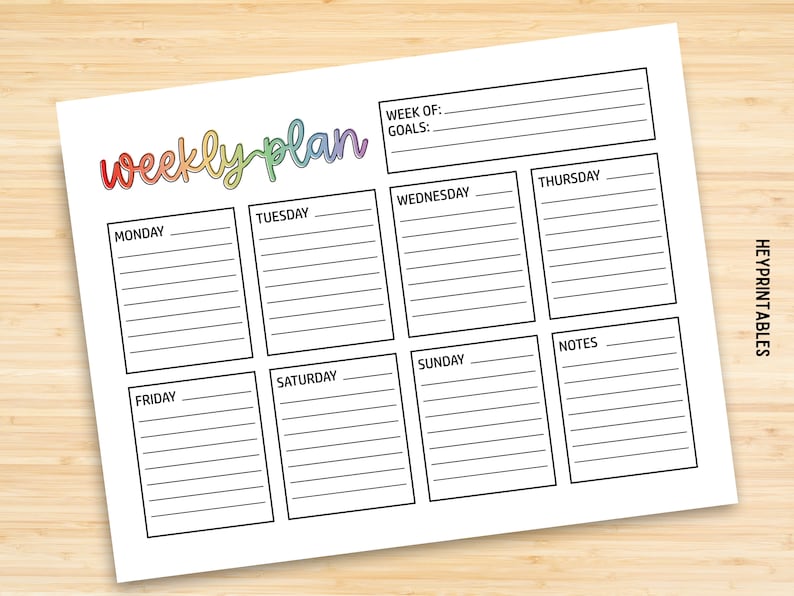 Weekly Planner Simple Planner Editable PDF Fillable 11 X - Etsy