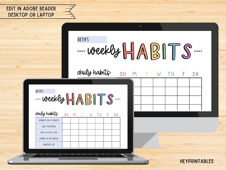 Editable Weekly Habit Tracker, Printable Habit Tracker, Habit Tracker Digital Download, Daily Habit Tracker PDF, Weekly Goal Tracker, Habits
