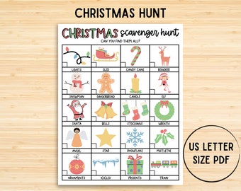 Christmas Scavenger Hunt, Printable for Kids, Winter Activity, Xmas Scavenger Hunt Printable, Winter Christmas Game, Instant Download