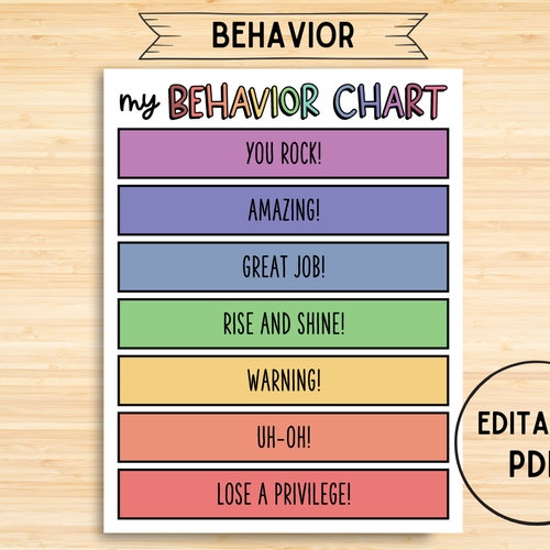 Behavior Chart Clothespin Printable Download Behavior Clip - Etsy