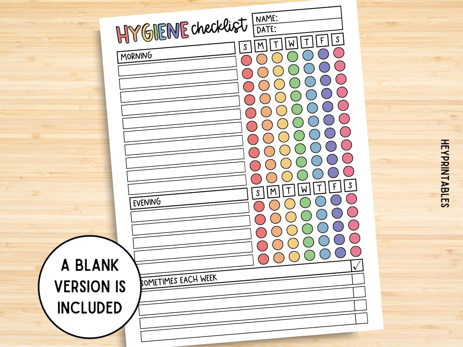 Hygiene Chart for Kids, Kids Hygiene Checklist, Personal Hygiene Poster ...