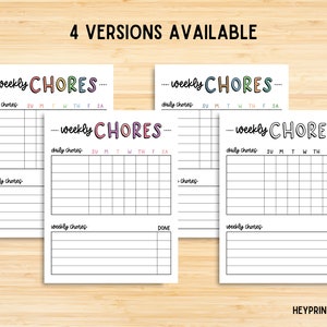 Chore Chart, Printable Editable Daily & Weekly Kids Chore Responsibility Chart, Instant Download, Kids Routine Chart, Digital Download image 3