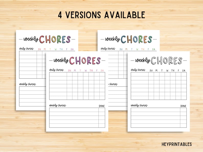 Chore Chart, Printable Editable Daily & Weekly Kids Chore Responsibility Chart, Instant Download, Kids Routine Chart, Digital Download image 3