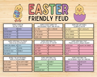 Easter Family Feud Game, Easter Trivia Feud, Easter Trivia Game Night, Easter Friendly Feud, Easter Party Game, Printable Easter Family Game
