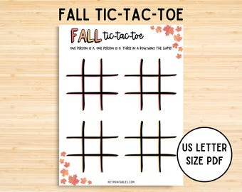 Fall Tic Tac Toe, Fall Tic Tac Toe Printable, Autumn Tic Tac Toe, Tic Tac Toe Game, Fall Party Games, Autumn Game, Fall Kids Activities, PDF