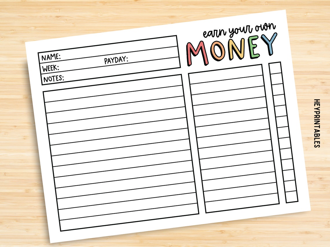 Editable Allowance Chart for Kids Allowance Tracker Editable Etsy