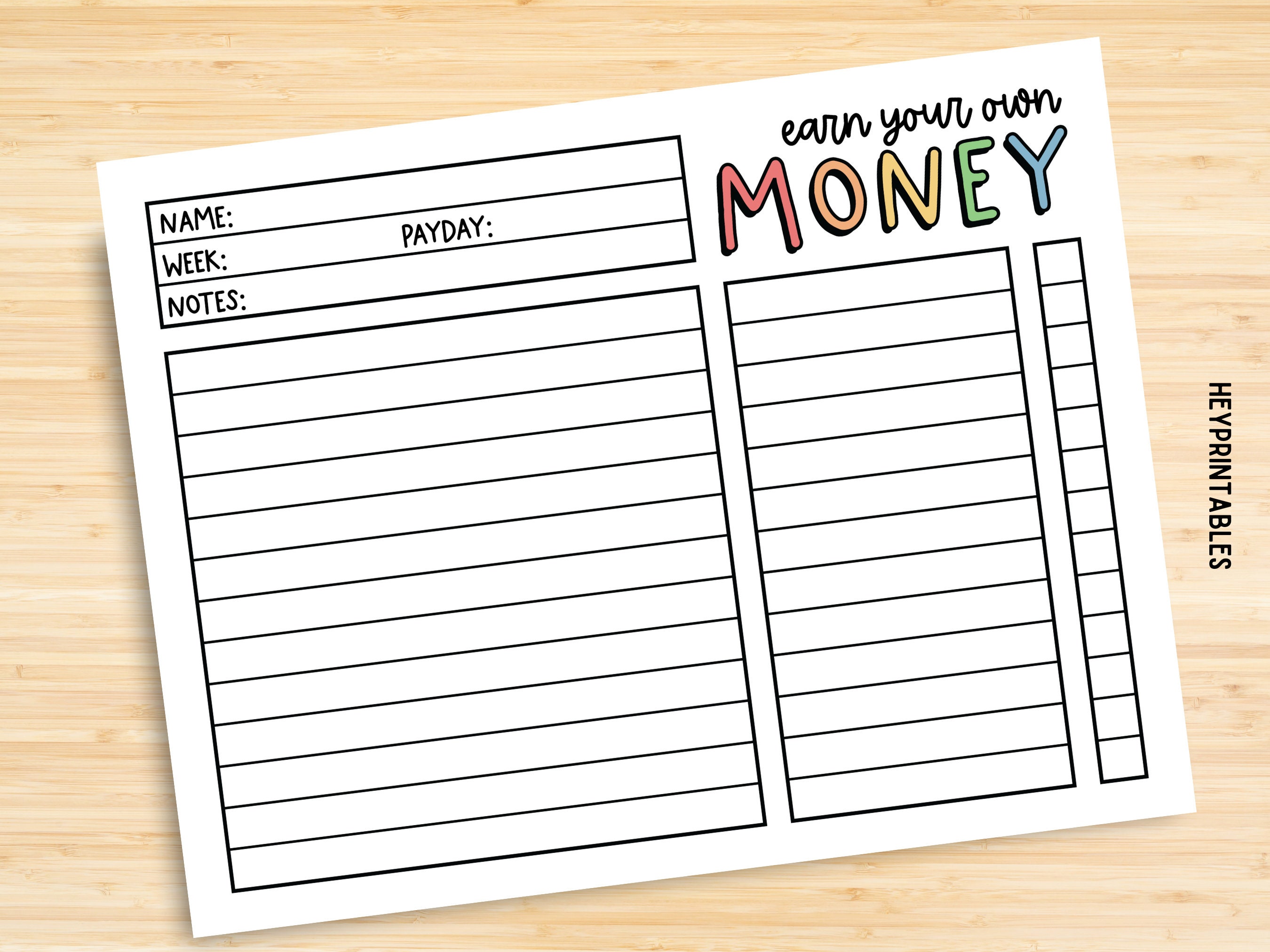 Editable Allowance Chart for Kids Allowance Tracker Editable - Etsy