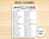Speed Cleaning Checklist, Printable Speed Cleaning Checklist, Power Hour Printable, Cleaning Planner, Speed Clean Checklist, ADHD Planner