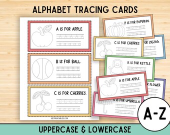 26 ABC Tracing Cards, Handwriting Practice Worksheets, Letter Formation, Kindergarten Alphabet Tracing, Learning Activity Practice, Pre-k