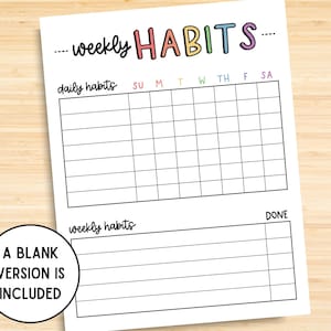 Editable Weekly Habit Tracker, Printable Habit Tracker, Habit Tracker Digital Download, Daily Habit Tracker PDF, Weekly Goal Tracker, Habits