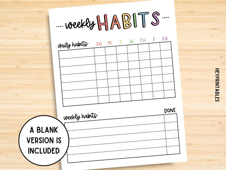 Editable Weekly Habit Tracker, Printable Habit Tracker, Habit Tracker Digital Download, Daily Habit Tracker PDF, Weekly Goal Tracker, Habits