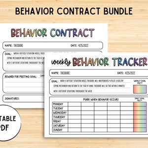 Printable Editable Weekly Behavior Tracker And Behavior Contract, Life Skills, Teen, Adult, Autism, Consequence Chart, Education, Visual
