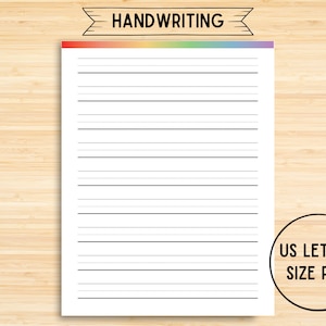 Printable Kids Handwriting Practice Paper, Preschool Writing, Kindergarten Handwriting Practice Sheets, US Letter Sizes, Print At Home