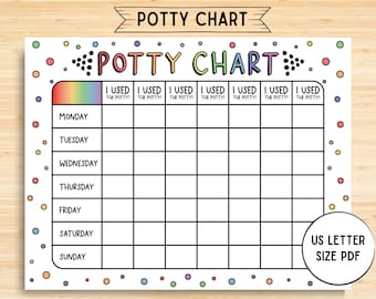 Potty Training Chart, Potty Chart For Girls And Boys, Potty Training Sticker Chart, Rainbow, Toddler Potty Chart, Printable Kids
