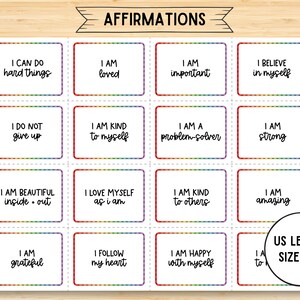 Cartes d’affirmation imprimables pour enfants, cartes de motivation, cartes de positivité, affirmation quotidienne, cartes de positivité pour enfants, cartes d’affirmation pour enfants