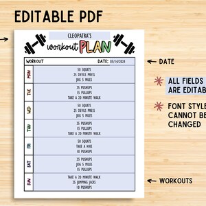 Exercise Tracker, Workout Tracker, Fitness log, Workbook log Template, Fitness Tracker, Weight Loss, 75 Soft challenge, Workout Printable