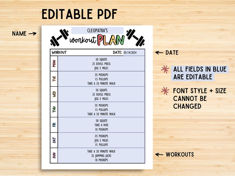 Exercise Tracker, Workout Tracker, Fitness log, Workbook log Template, Fitness Tracker, Weight Loss, 75 Soft challenge, Workout Printable