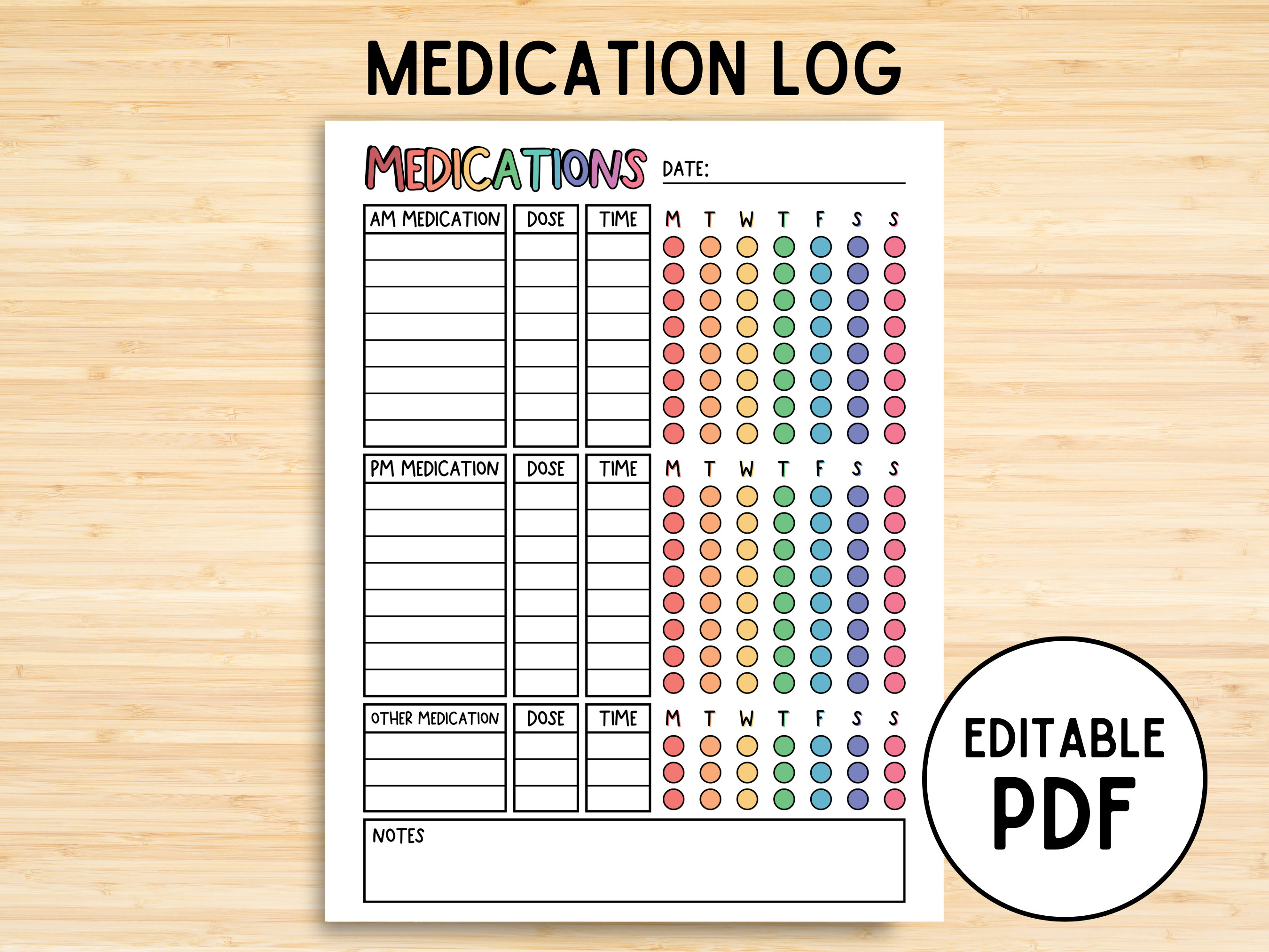 Editable Medication Schedule, Printable Easy Medicine Chart, Weekly ...