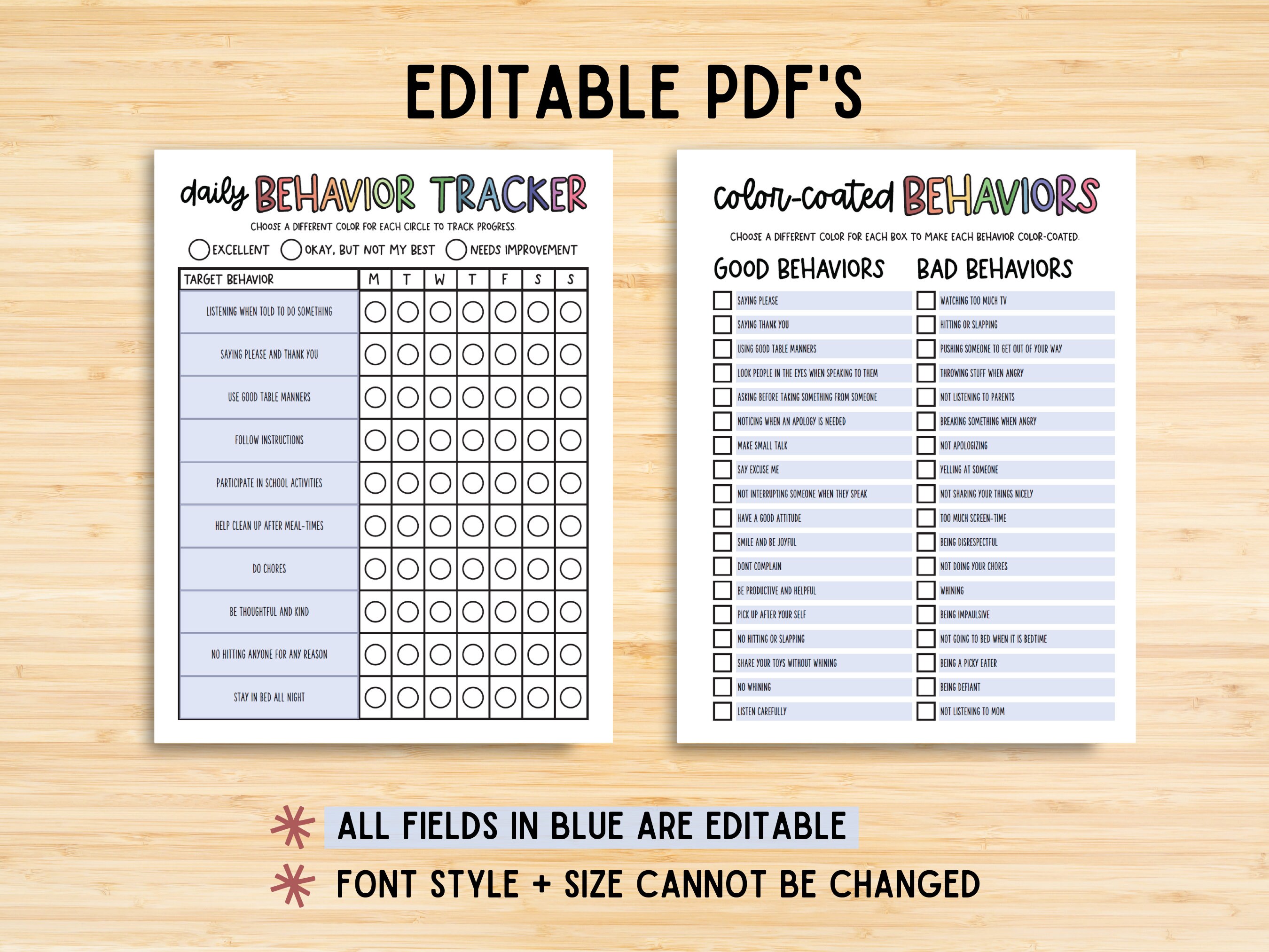 Kids Behavior Tracker Bundle, Actions Consequence Chart, Weekly, Daily ...