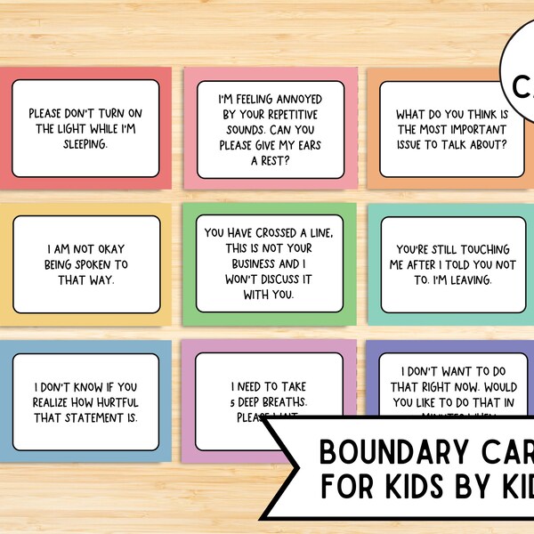 Printable Boundary Cards For Kids By Kids, Social Emotional Learning, Body Boundaries For Children, Teach Consent, Body Safety, No Means No