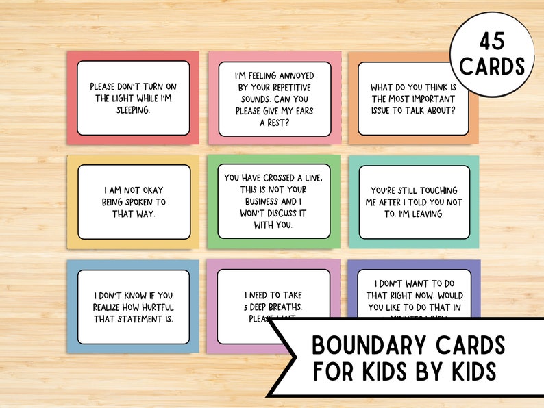 Printable Boundary Cards for Kids by Kids Social Emotional Etsy Australia