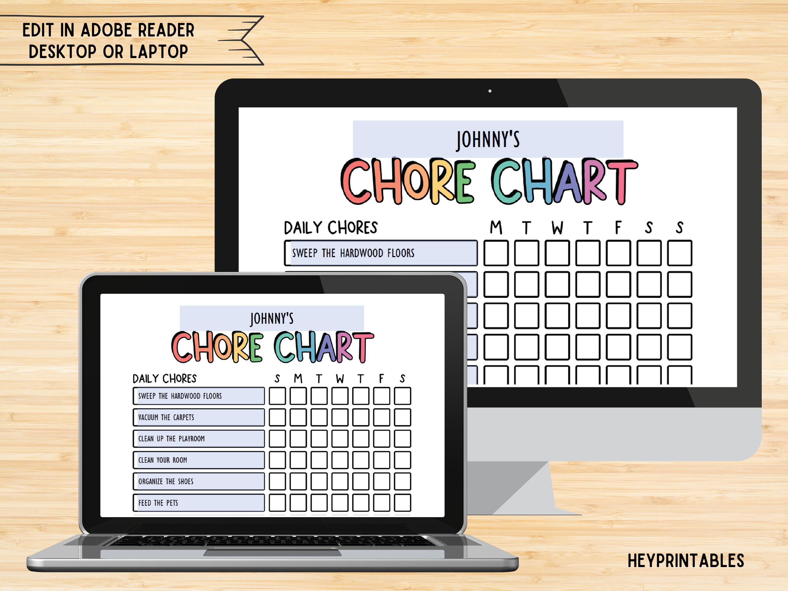 Editable Daily & Weekly Chore Chart for Teens, Simple Teens Reward ...