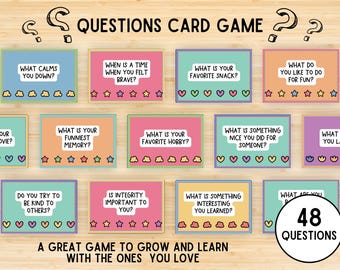 48 Conversation Starters, Icebreaker Questions, Conversation Cards for Families, Classroom Games, Get to Know You Questions Printable PDF