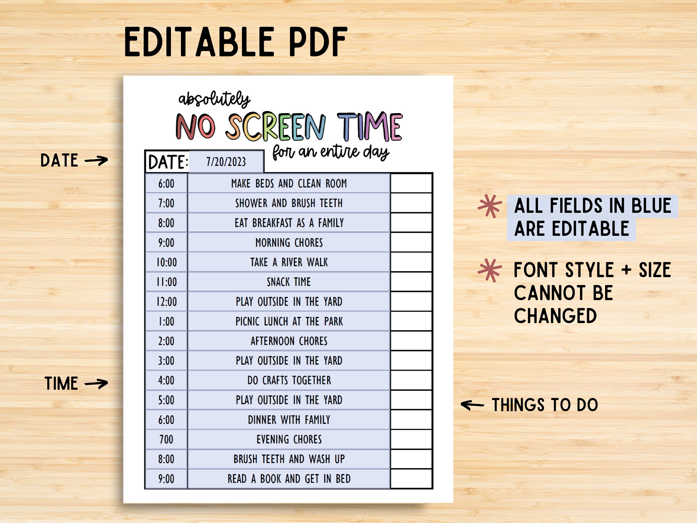 Screen Time Chore Chart, Editable Screen Time Schedule, Printable ...