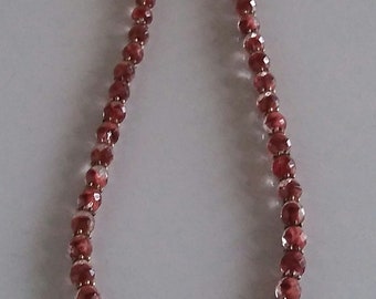 Czech crystal necklace vintage 1960's 60 cm orange/brown