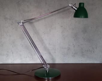 Lampe de table vintage « antifoni », lampe de travail d'architecte Ikea 1997, verte/chrome