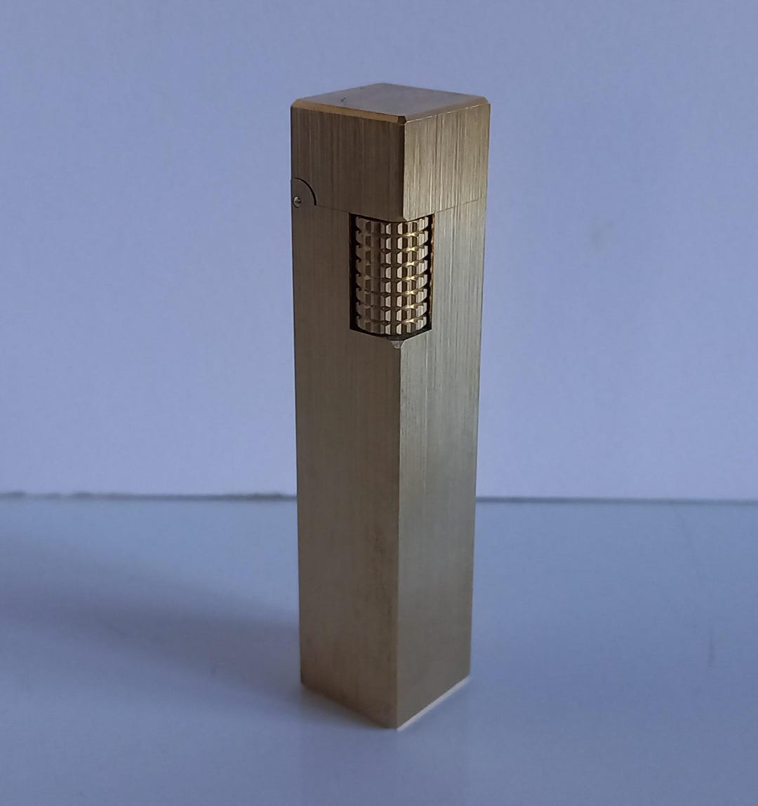 Square Table Lighter Luxurious Lighter, Full Brass Design, Square Model, Gasoline and Wick ...